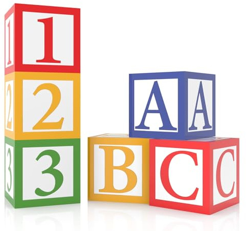 6 Pieces ABC and 123 Friends Street Party Decorations 12 X 12 Inch ABC Alphabet Block Boxes Party Favor Balloon 123 Balloon Box Inspire Story Birthday Party Decor for School Celebration Baby Shower