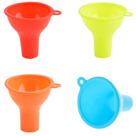 4 Pieces Thinp Wide Mouth Funnel, Funnels for Kitchen Use Silicone Funnels for Filling Bottles Kitchen Funnel for Jars Jam Spice Filling Bottles Liquid Oil and Powder Transfer (4 Colors)