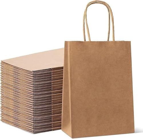 30 Small Size Kraft Paper Bags with Twist Handles, Suitable for Kid Parties, Christmas Parties, Wedding Occasion, With Multiple Quantity paper gift bags -23x18.5x8cm