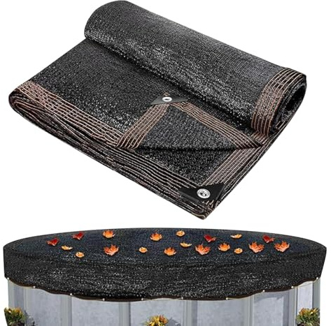 Tuxxjzm Copertura a rete per piscina da pavimento, copertura per pavimenti e piscine, copertura rotonda per piscina fuori terra, robusta | copertura di protezione per piscina all'aperto per resort