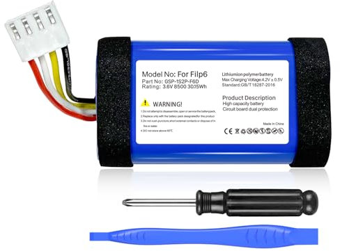 OHZHAO 8500mAh Ersatzakku für JBL Flip 6, Art.-Nr: GSP-1S2P-F6D, 2025 Upgrade Akku mit hoher Kapazität 3.6V für Flip 6 Bluetooth Lautsprecher