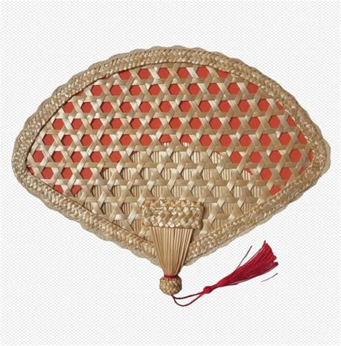 Abanico de palma hecho a mano, tejido natural, abanico de hojas de palma, decoración del hogar (naranja-nulo)