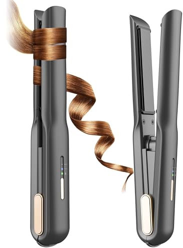 Tragbare Reise Glätteisen Klein, Mini Kabellos, Lockenstab und Glätteisen 2 in 1, Reiseglätteisen Akku mit 2 Ainstellbaren Temperaturen, Mini Haarglätter Locken mit USB Type C