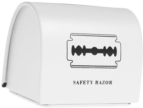 FIXOSHEE Caja Metálica para Desecho de Cuchillas de Afeitar Contenedor Portátil de Almacenamiento con Gran Capacidad Cierre Hermético contra Polvo y Humedad Resistente y Funcional para