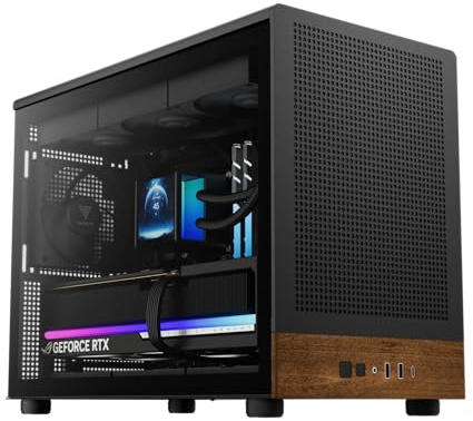 GAMDIAS Athena M4M Wood - Caja micro torre de 3 x 120 cm, frontal de red de nogal