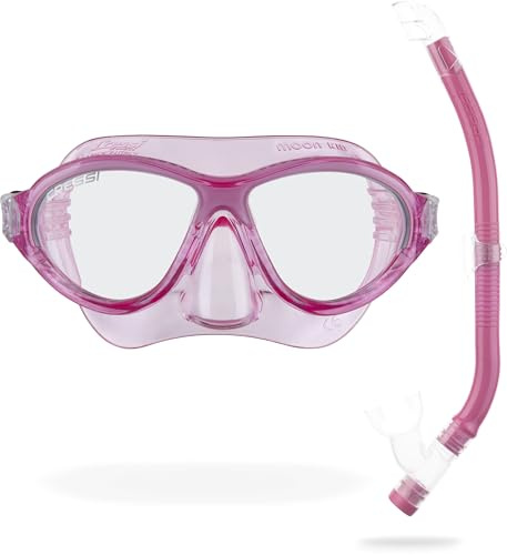 CRESSI dal 1946 - Moon Kid + Top - Set Combinato Maschera Moon e Snorkel Top Ideale per Snorkeling e Nuoto per Bambini da 5 a 10 Anni - Rosa/Bianco - Taglia Unica