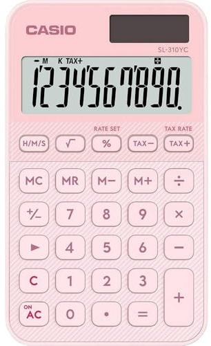 CASIO SL-310YC miniräknare med tidsberäkning, ljusrosa