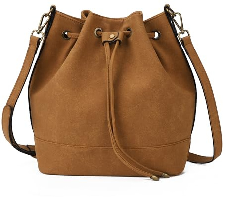AFKOMST Bolso de mujer, bolso de hombro y bolso cruzado para mujer, moderna bolsa de mano con aspecto de cuero, bolso con cordón con correa de hombro ajustable, elegante bolso de ocio