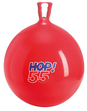 Gymnic Pelota Hinchable Hop Ø 55 roja con asa para niños, un Juego dinámico y Divertido para desarrollar el Equilibrio y la coordinación, Ideal para Actividades de motricidad.