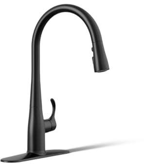 KOHLER K-596-BL Simplice Single-Hole Pull-Down Kitchen Faucet, Matte Black