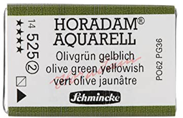 Schmincke – HORADAM® AQUARELL - feinste Künstler-Aquarellfarben, 525 Olivgrün gelblich, 14 525 043, 1/1 Näpfchen