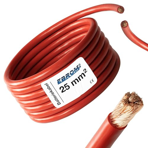 3 Meter Batteriekabel ROT H07V-K 25 mm² - Batterie Kabel - 99,9% OFC Kupfer - 3 m (3M) 25mm2