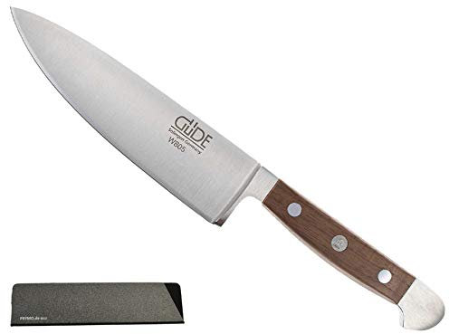 Güde Alpha Walnuss Messer Solingen Kochmesser Allzweckmesser 16cm mit Gravur + Prymo Klingenschutz