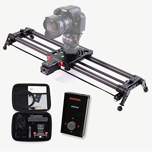 KONOVA Motorisé Slider P1 Series Carbone Slider Dolly with S2 for Parallax Panorama Shot Live Motion and Timelapse Supports Camera, Mobile Phone, DSLR, Mirrorless with Bag (60cm)