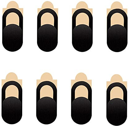 Jaimela 8 Piezas Cubierta Webcam, Webcam Cover Deslizantes, Ultra Fino, Anti-Hacker, Webcam Cover Slider para Ordenadores, PC, Portátiles, Tablets y Móviles (Negro)