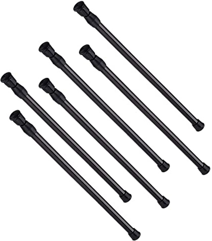 6 Piezas Barra de Cortina,Ajustable Barra Telescópica con Resorte,Barras Extensibles para Colgar Armario,Estantería,Armario,Proyectos de Bricolaje (30-50cm, Negro)