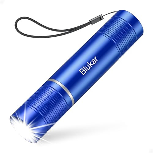 Blukar LED Torch Rechargeable, 2000L Super Bright Adjustable Focus Flashlight, 4 Lighting Modes, Long Battery Life, Waterproof Pocket Size for Power Cuts, Emergency, Hiking, Outdoor - Blue