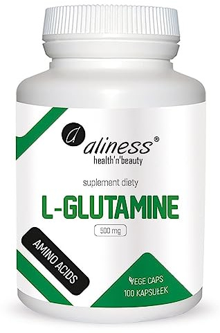 L-Glutamin 500mg - Aminosäuren - unterstützt die Gehirnfunktion - reguliert den Blutzuckerspiegel - 100 kapseln - vegan - 1 Kapsel täglich - Aliness