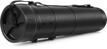 Flexzion Poster, Art, Document Tube with Strap, Expandable Waterproof Plastic Container, Telescoping Cylindrical Storage Case, Portable Paper Holder for Draft Sketch Blueprint, 6.5 IDx32-51.6 Inch