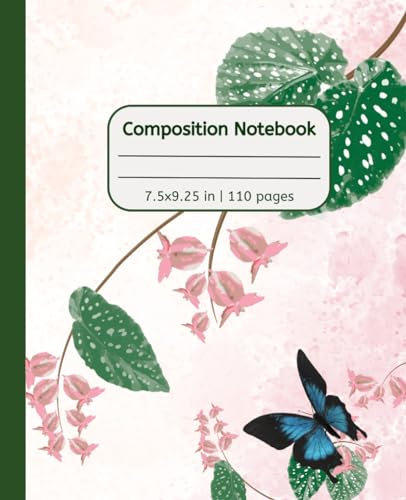 Composition Notebook: Polka Dot Begonia Plant Composition Notebook for Students, Teenagers, Women, Plant Enthusiasts | 110 pages, 7.5 x 9.25 (Plant Series)