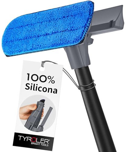 Tyroler Raschietto alto 2 in 1 per finestre | Manico antiruggine da 30,5 a 203,2 cm | 100% silicone anti-graffio per una durabilità e protezione superiori