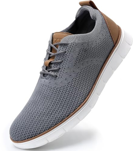 LEZTA Men's Casual Dress Sneakers Business Lightweight Oxfords Arch Support Walking Shoes(Dark Grey A Size 8.5)