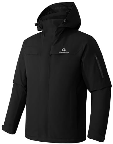 Skidjacka för män, vattentät, varm, andas, snowboardjacka, vinterjacka med huva, outdoor-jacka, svart, XL