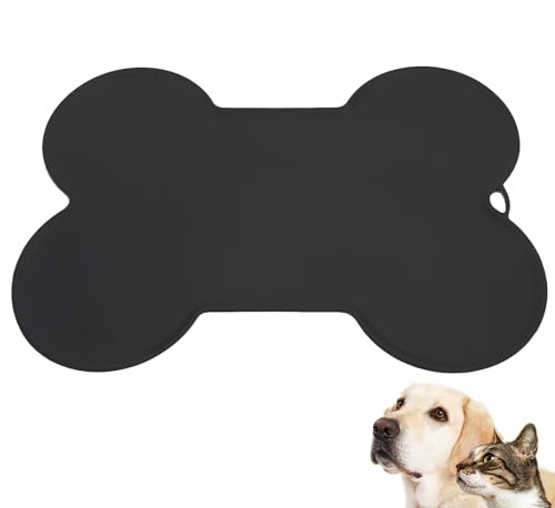 Silikonmatte Napfunterlage Hund 52x37 cm (Black, M)