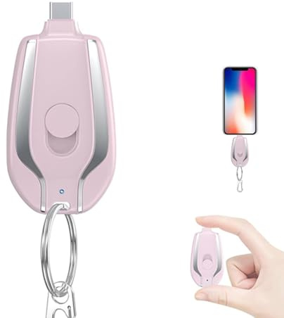 Llavero de banco de energía, mini cápsula de emergencia de 1500 mAh, llavero cargador portátil, llavero cargador de teléfono para tipo C, llavero cargador de teléfono celular, pequeño banco de energía