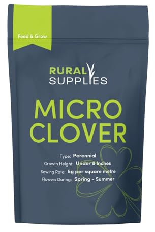 Rural Supplies Micro Clover Seed | Grass Seeds for Fast Growing, Low-Maintenance & Eco-Friendly Lawns | Drought-Resistant, Nitrogen-Fixing, Family & Pet Friendly | for New Lawns & Overseeding (250g)