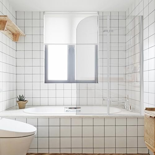 ISOISL Paroi de douche pour baignoire, 100 x 140 cm, en 2 parties, pliable, avec verre de sécurité ESG de 6 mm, paroi de douche pour baignoire argentée transparente, avec accessoire de baignoire