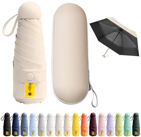 Detontek Mini Folding Travel Umbrella, Mini Travel Umbrella, Pocket Umbrella, Dual Purpose, Compact And Portable, With Storage Box