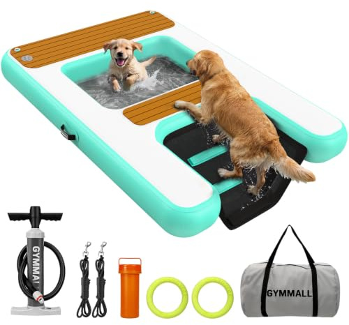 GYMMALL Uppblåsbar Vattenramp för Hundar 170×120 cm Max. 150 kg