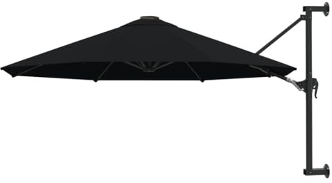 ZIRLANLV Sombrilla de Patio Voladiza Montada en la Pared, Sombrilla de Jardín Colgante Desplazada con Inclinación de Manivela, Protección contra Rayos Ultravioleta Parasol Exterio (Negro)