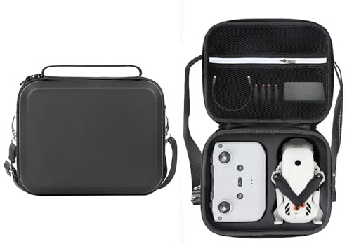 Bärbar bärväska för DJI Lito X1 / Lito 1 RC-N3 Två-batterikombinationstillbehör, resväska, stötsäker hårdskal, skyddande drönarfodral med axelrem, Svart, 29x10x19cm
