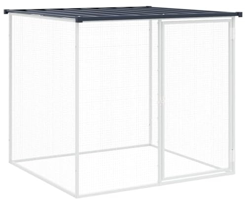 Galvanised Steel Chicken Cage with Roof, 103x98x90 cm Anthracite Chicken Coop with Lockable Door for Hens