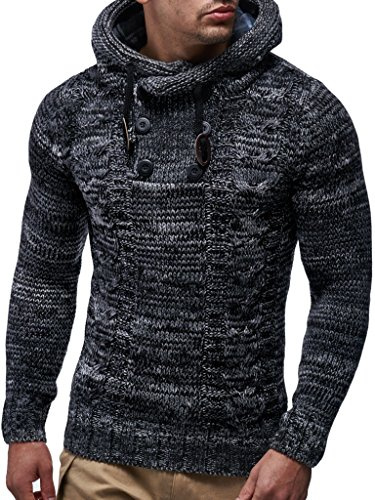 LEIF NELSON Gilet tricot col large, Ch - Gris foncé - Taille Medium