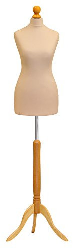 Tailors Dummy Size 14/16 Female Dressmakers Fashion Mannequin Students Cream With Lightwood Stand