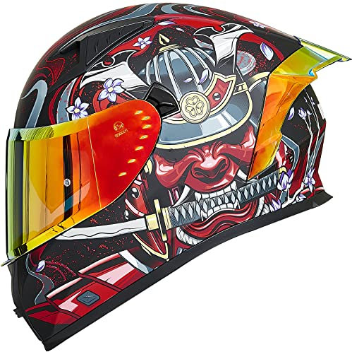 ILM Motorradhelm Integralhelm Herren Damen-Motorcycle Helmet mit 2 Visieren Pinlock-kompatiblen klaren und getönten-Street Bike Motocross Casco DOT&ECE Modell Z501, Armor Red, L