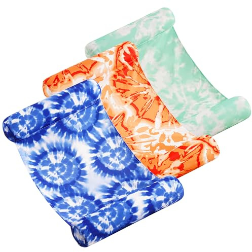Sloosh 3 Pack 4-in-1 Inflatable Pool Floats Hammock, Water Hammock Lounges, Multi-Purpose Swimming Pool Accessories (Saddle, Lounge Chair, Drifter) for Pool, Lake, Outdoor, Beach (Green/Blue/Orange)