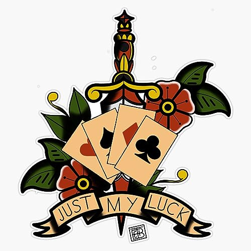 Just My Luck Traditional American Tattoo Design Bumper Sticker Vinyl Decal 5