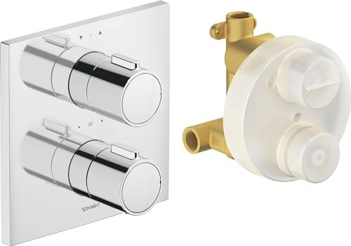 Duravit Thermostatarmatur, Thermostat Unterputz Set, Eckig, Chrom Hochglanz, TH4200007010