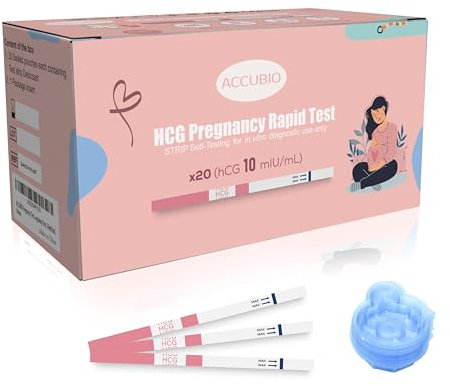 ACCUBIO Pregnancy Test Strips with Urine Cups, 20 Count Individually Wrapped hCG Early Detection Home Test, prueba de embarazo Rapid Early Pregnancy Tests 10mIU/mL