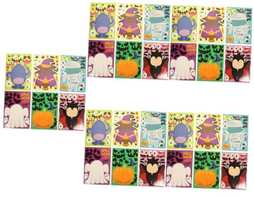 Vaguelly 120blätter Halloween Gesichtsaufkleber Teiliges Lustige Puzzle-Sticker Für Kreative Halloween-Dekorationen Für Partys Und Bastelprojekte