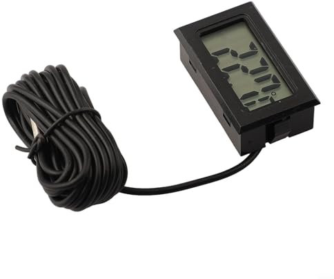 Bulevisiter Mini termómetro digital con pantalla de temperatura con sonda, cable negro, termómetro digital LCD, amplio rango de temperatura, para coche, frigorífico, congelador (3 metros)