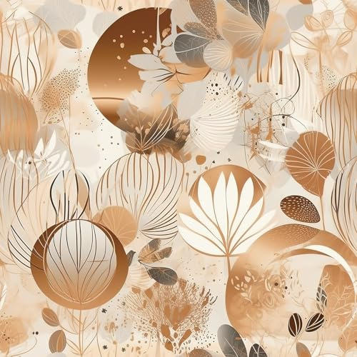 ANLIKY-Pro Carta da parati autoadesiva con motivo floreale astratto intrecciato, 44x300 cm, pellicola decorativa rimovibile floreale leggera per mobili da parete
