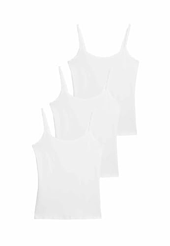 Marks & Spencer Lot de 3 débardeurs en Coton à Bordures en Dentelle Blanc Femmes UK 22 (EU 50)
