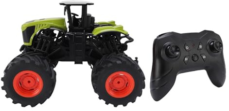 Walmeck Tractor de Juguete con Control Remoto de 2,4 GHz, Tractor de Juguete de Granja Recargable Realista con Neumáticos TPR para Niños Pequeños (3 baterías)