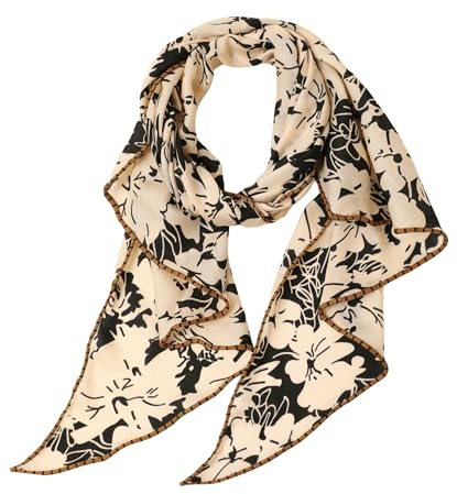 Prettystern Ultratunn lätt parallellogram dubbelsidig tryckt ullscarf för kvinnor ullstal, PaW04, 190 cm X 40 cm
