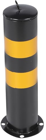 LIFKICH Borne de Stationnement Noir et Jaune Acier Renforcé Potelet Sécurité Détachable avec Film Réfléchissant Barrière de Protection Routière pour Allées Parkings et Zones Commerciales